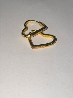 925 Sterling Silver Gold Plated Heart Huggie Earrings Minimalist Hoop Jewelry